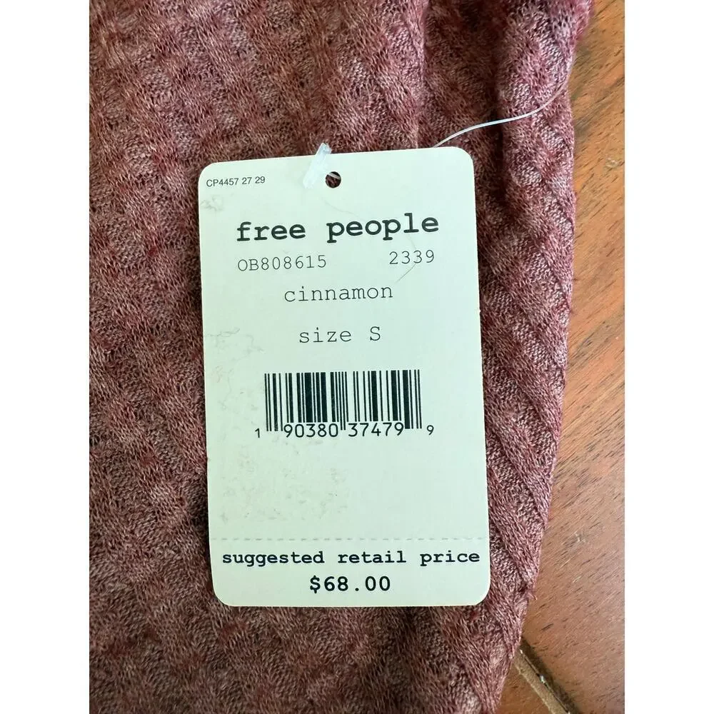 NWT Free People Southside Thermal Top Cinnamon Size Small